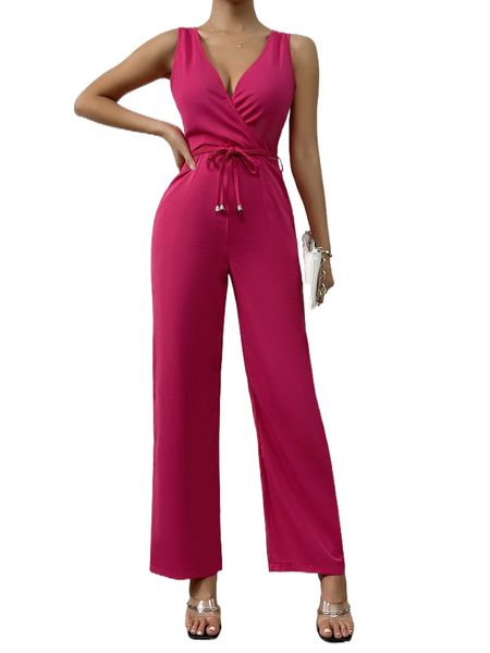 

zip back belted jumpsuit u5h2#, Black;white