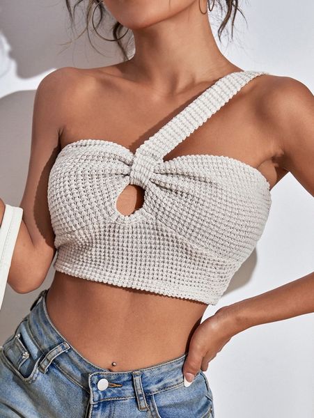 

one shoulder cut out crop x4uw#, White