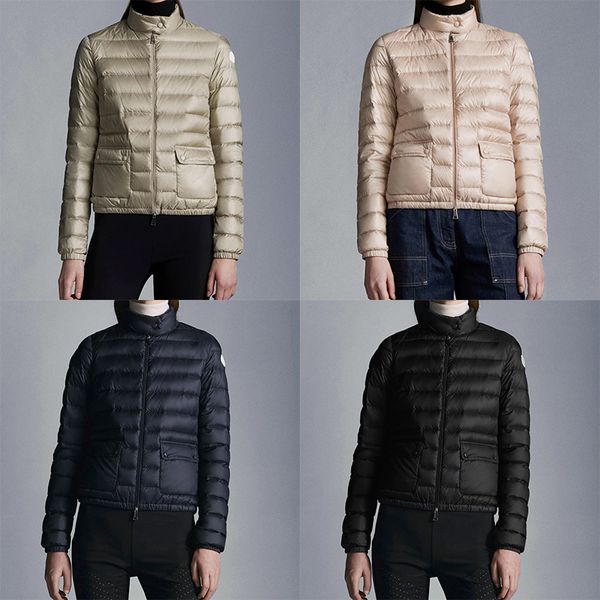 

designer women's down jackets embroidered letter badge women lans stand collar lightweight outerwear winter coat 8 colors puffer jacket, Black