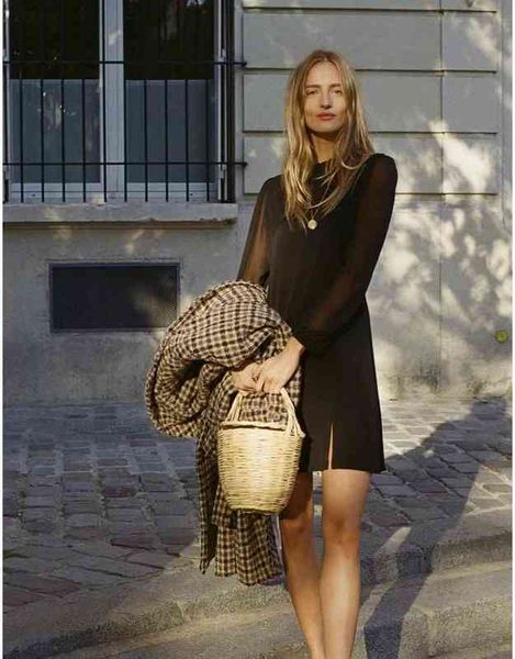 

casual dresses legal system ro autumn winter french elegant small split black temperament dress w, Black;gray