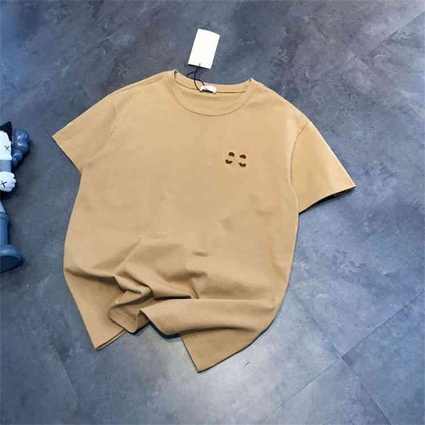 

66% off new summer leisure simple chest embroidery flocked round neck t-shirt lovers basic short sleeve ce120080, White