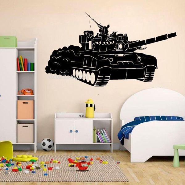 Adesivi murali Camera da letto per bambini Decorazioni artistiche Decalcomanie Carro armato dell'esercito Carta da parati per la casa Murale di alta qualità LL446