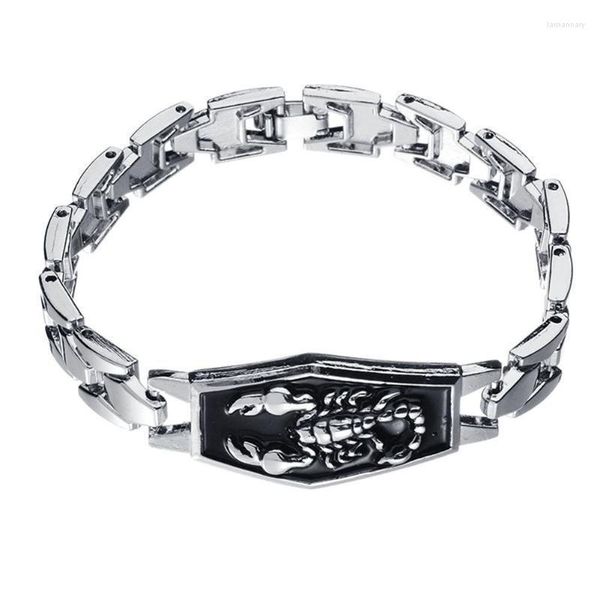 Bracelets de charme liga de moda Silver Men Scorpio Scorpion Bracelet Punk Bangle Wistband Hip Hop Jewelry Birthday GiftCharm Lars22