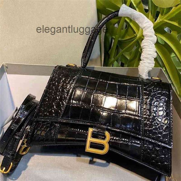 

designer bag bbalencagss handbags 2022 bag leather hourglass crocodile one shoulder portable messenger b letter versatile