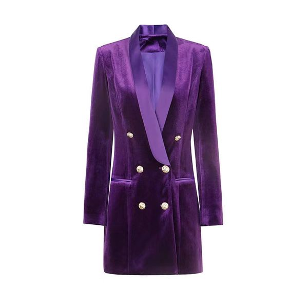 B091 Blazer firmati da donna Blazer lungo da donna da ufficio in velluto di temperamento di alta qualità