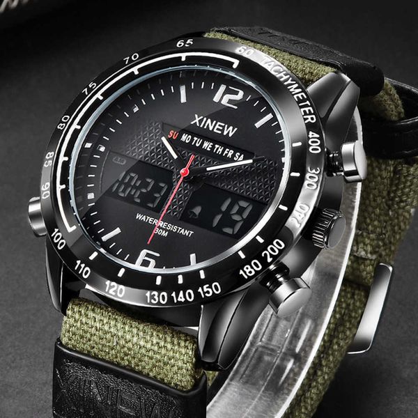 

men watches fashion sports watch waterproof quartz digital led casual wristwatch 2022, Slivery;brown