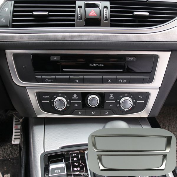 

car console air conditioner cd panel decoration cover trim 2pcs for audi a6 c7 a7 2012-2018 interior stainless steel accessories