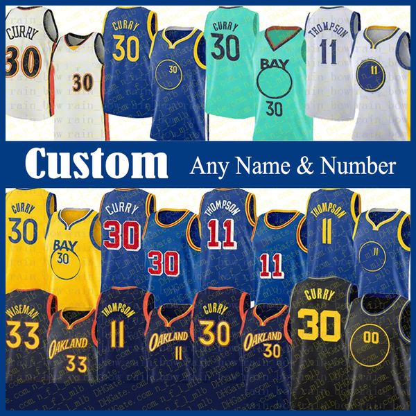 30 Stephen 11 Klay Curry Thompson Maglia da basket da uomo personalizzata 33 James 23 Draymond Wiseman Green Andrew Moses Wiggins Moody Kevon Damion Andre Looney Lee Iguodala