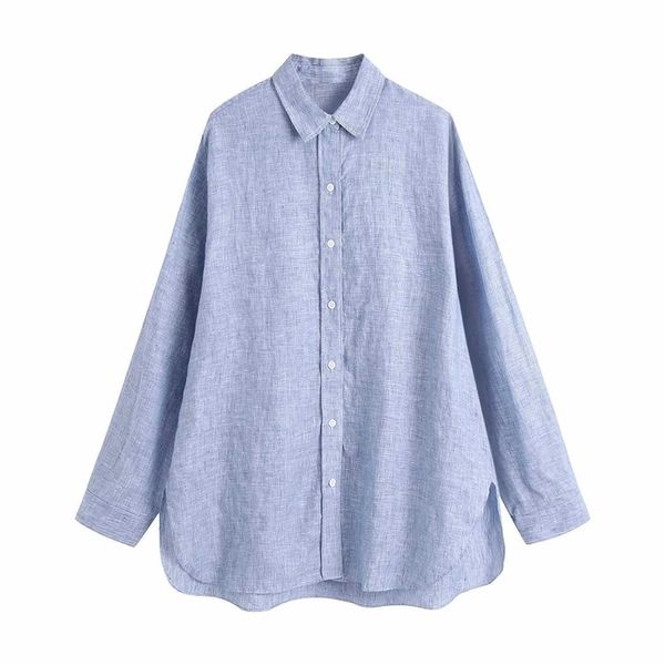 

blouses shirt women long sleeves fashion casual vintage chic lady striped shirts woman haut femme 210709, White