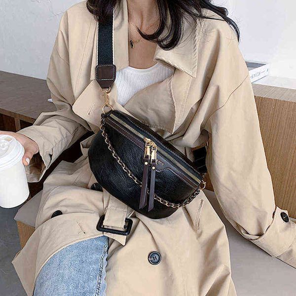 

crossbody bag new chain waist bag women leather fanny pack luxury brand chest mini female belt s fashion ladies shoulder crossbody 220802