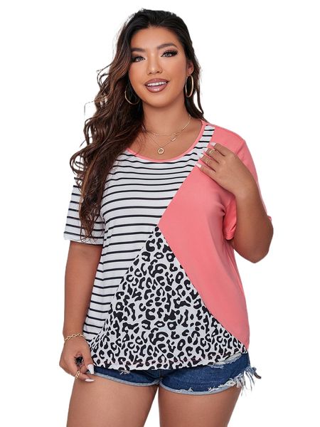 

plus striped colorblock tee v7zx#, Black