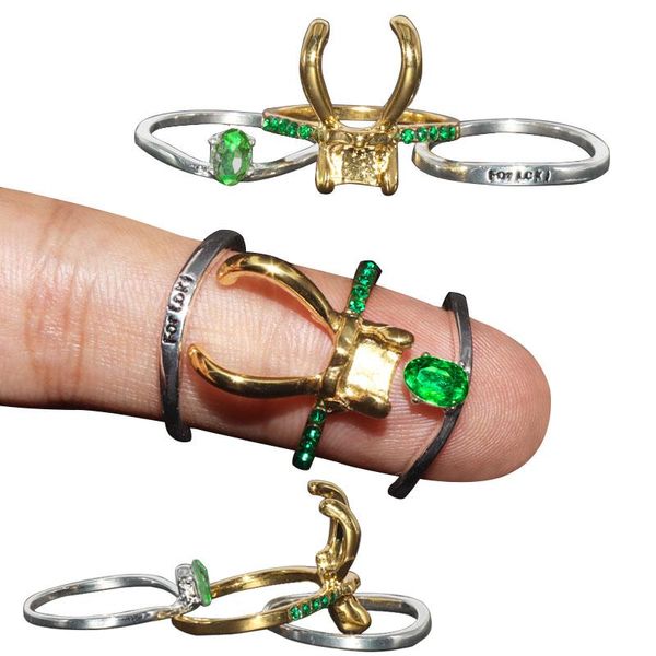 Ringos de cluster Design Design mitologia nórdica Personalidade criativa de três em um anel de coroa loki capacete e mulheres presentes de jóias de tendência
