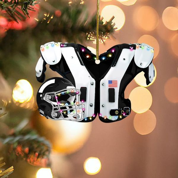 Decorações de Natal Árvore Decoração DIY Ombreiras de Futebol Americano e Capacete Espelho Retrovisor de Carro Pingente Coleção de Artesanato NavidadCh