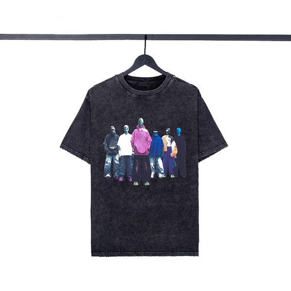 

22ss new summer limited band portrait printed tee classic trend high end street t-shirts vintage washed breathable fashion casual men women, White;black