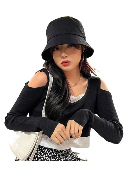 

dazy cold shoulder 2 in 1 v7xz#, White