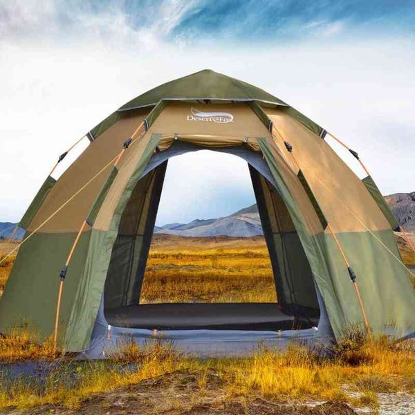 DesertFox 3-4 Dome Percentual Dome Automática, Fácil configuração instantânea Camping Protable pop-up 4 temporadas Backpacking Family Travel Tent H220419