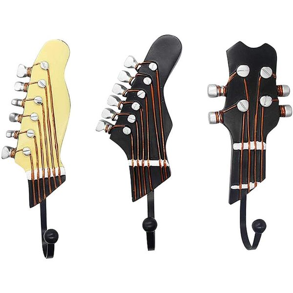 Ganci Rails 3Pcs Resina a forma di chitarra Decorativo per appendere a parete Vestiti Cappotti Asciugamani Chiavi Cappelli Gancio montato OrganizerGanci