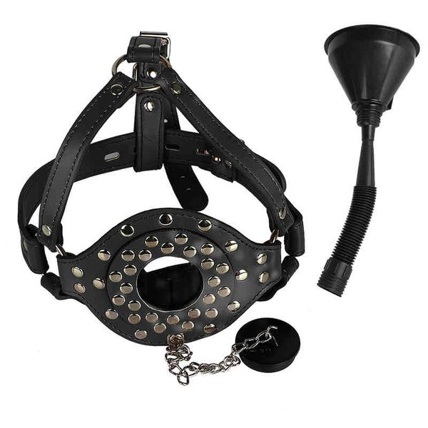 Nxy Sm Bondage Sm Toys Imbuto Bocca Clistere Sesso per donna Bavaglio Rilegatura in pelle Giochi di schiavi per adulti Strumenti Bdsm 220423