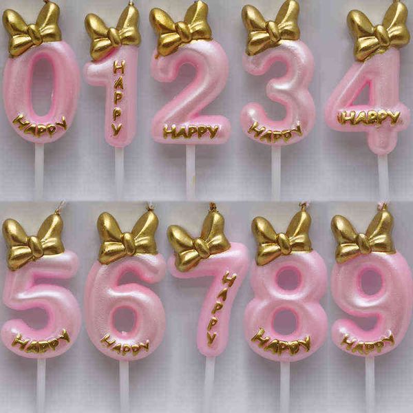 

factory outlet prince princess series digital candle cake decoration plug-in bow pink gift hat smokeless children 1v2b