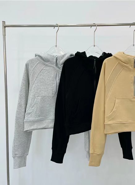 

scu ba half zip womens clothing hoodies sweatshirts hooded sweater women yoga mat sports fiess long-sleeved loose pants quick-drying133, Black