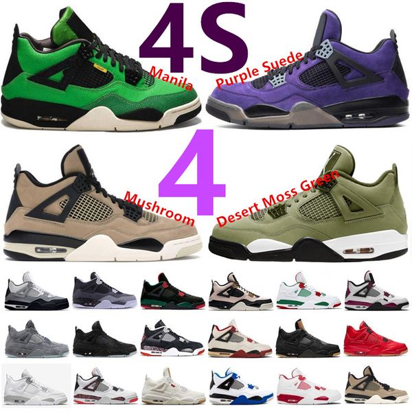 Manila 4s Wahlburgers Basketballschuhe 4 University Blue Mens Black Cement Cat Turbo Green White Oreo Pink Bred Reimagined Desert Moss Mushroom Athletics Sneakers