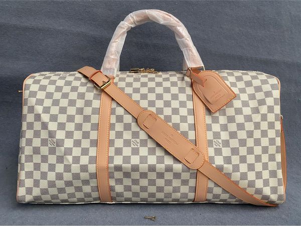 

2022 luxury fashion men women travel bag duffle bags, brand designer pu leather luggage handbags large capacity sport bag with lock 54cm