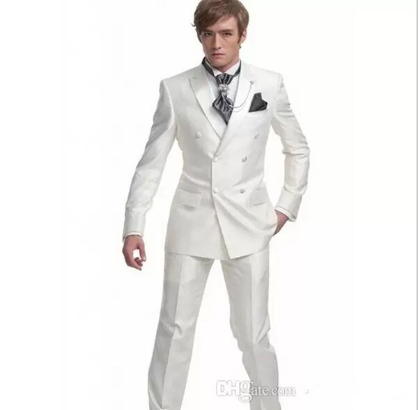 

double-breasted groom tuxedos peak lapel groomsmen man suit mens wedding/prom/dinner suits bridegroom (jacket+pants), Black;gray
