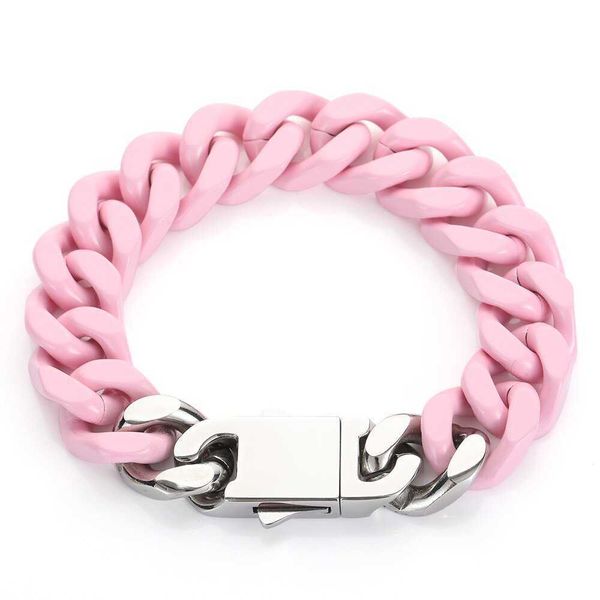 

spring new stainless steel cuban bracelet design sense of niche steel color cuban bracelet does not fade bracelet, Black