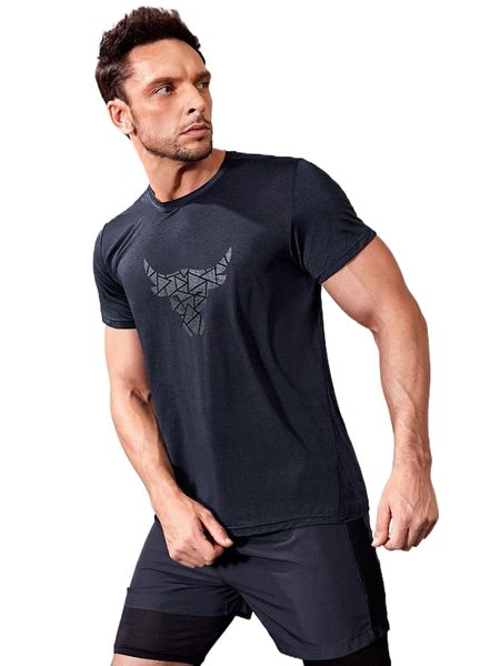 

men geo cattle print sports tee v6mx#, White;black