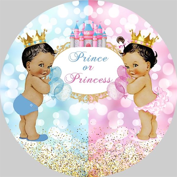 Cerchio Rotondo Sfondo Personalizzato Boy Girl Background f Po Studio Gender Reveal Party Crown Castle Prince or Princess Banner 220614