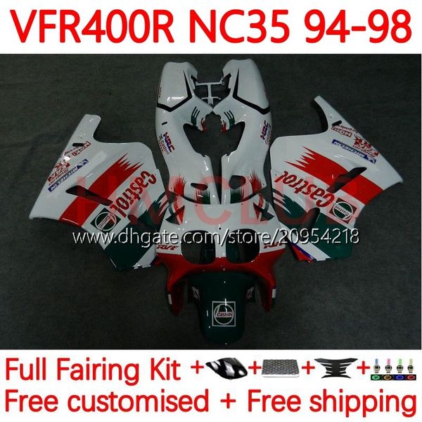 KIT BODYS per Honda RVF400R VFR400 R N35 V4 VFR400R 94-98 134NO.18 RVF VFR 400 RVF400 R 400RR 94 95 96 97 98 VFR400RR VFR 400R 1994 1995 1995 1997 1997 Fairing Castrol Red Castrol Red