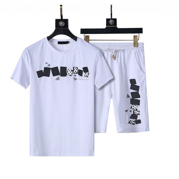 

23 designer mens tracksuits sets summer beach fashion letter embroidery running suits short sleeve black white t shirt shorts suit for man, Gray