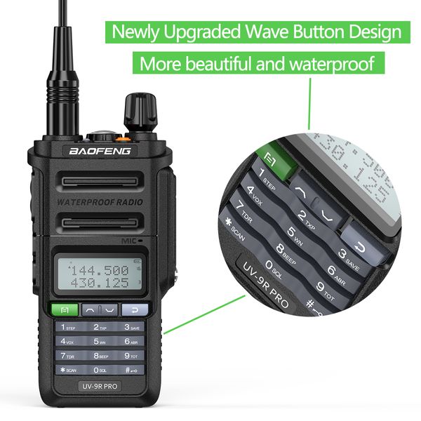 Baofeng UV-9r Pro Водостойенный IP68 Walkie Talkie High Power CB HAM UHF VHF Long Range UV-9R плюс двухстороннее радио