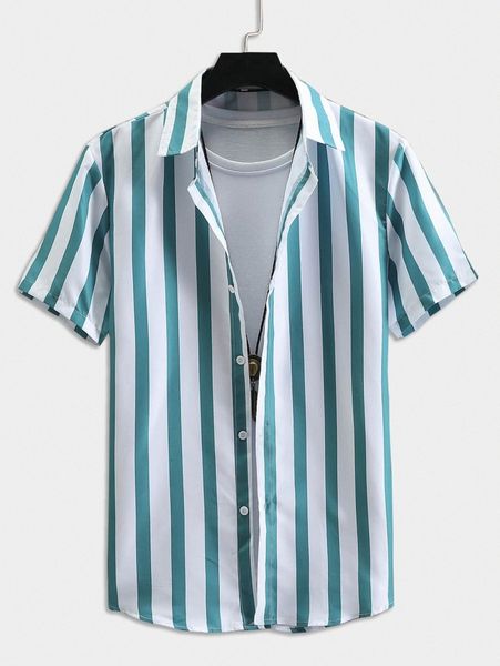

romwe guys striped shirt without tee 15ac#, White;black