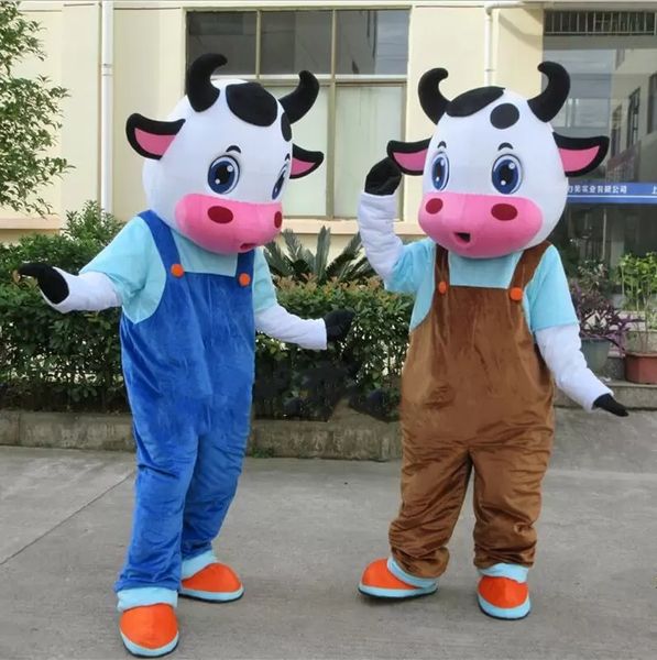 Costumes Mascot Top Qualidade Dairy Vaca Dos Desenhos Animados Mascote Traje Adulto Lindo Vaca Fancy Dress Halloween Decorações Exteriores