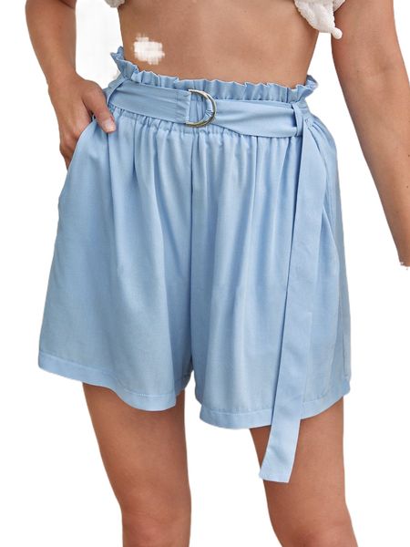 

paper bag waist belted wide shorts a6rw#, White;black