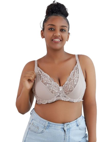 

plus lace panel bow front underwire bra p0at#, Black;white