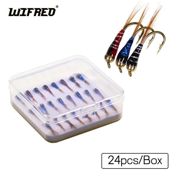 

wifreo 24pcs perdigon nymph jig fly small beadheads rainbow brown trout grayling brook fishing quick sink 220721