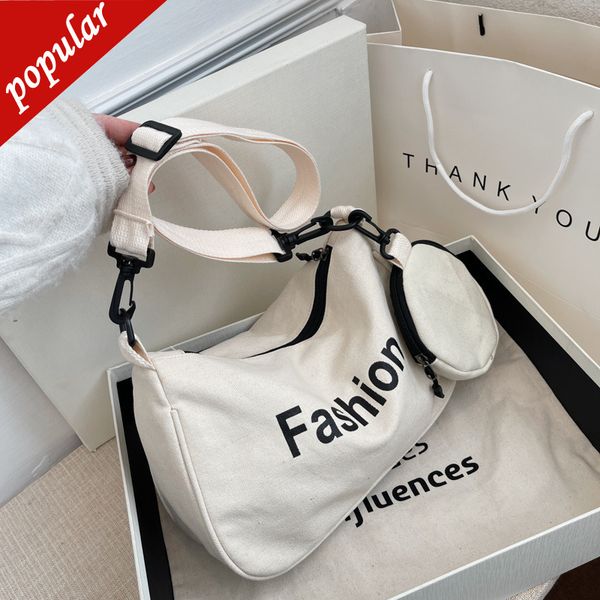 

2022 canvas texture shoulder bag new women's fashion handbags