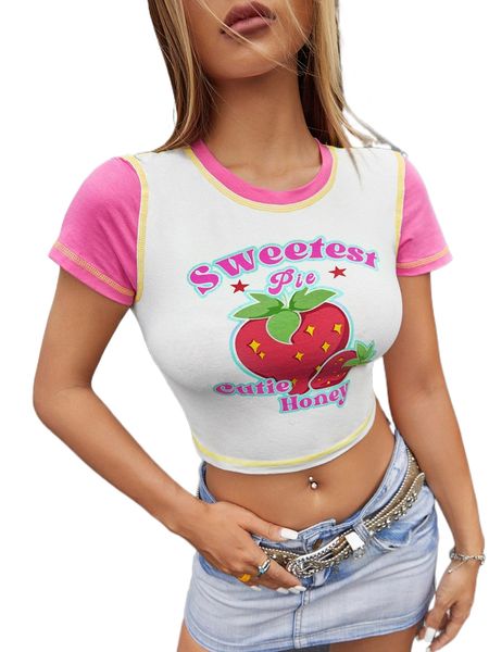 

letter graphic stitching detail crop tee a26p#, White