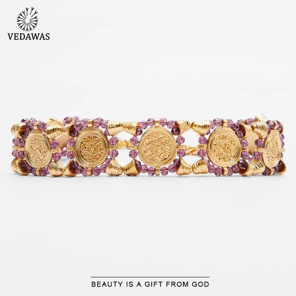 

vedawas vintage embossed coin choker necklace for women trendy metalic stone crystal layered beaded necklace jewelry party gifts 220813, Silver