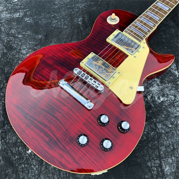 

grote red flame maple electric guitar 6 strings solid wood lp guitar