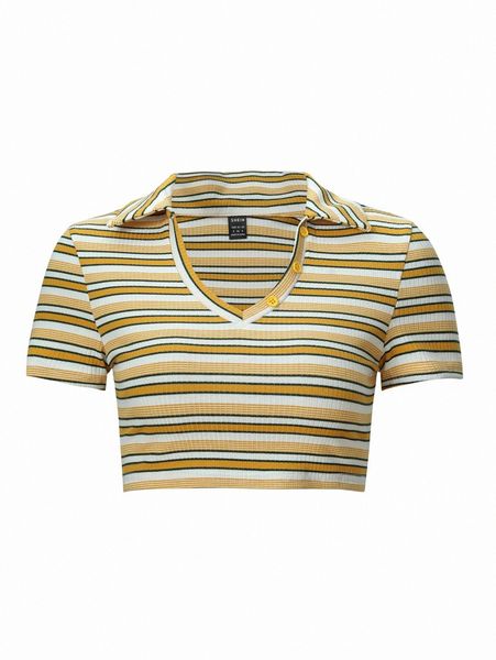 

striped rib-knit crop tee f9hn#, White