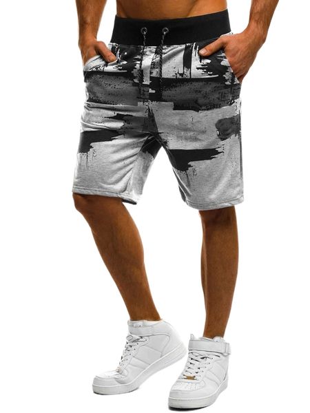 

men graphic drawstring waist shorts k1j9#, White;black