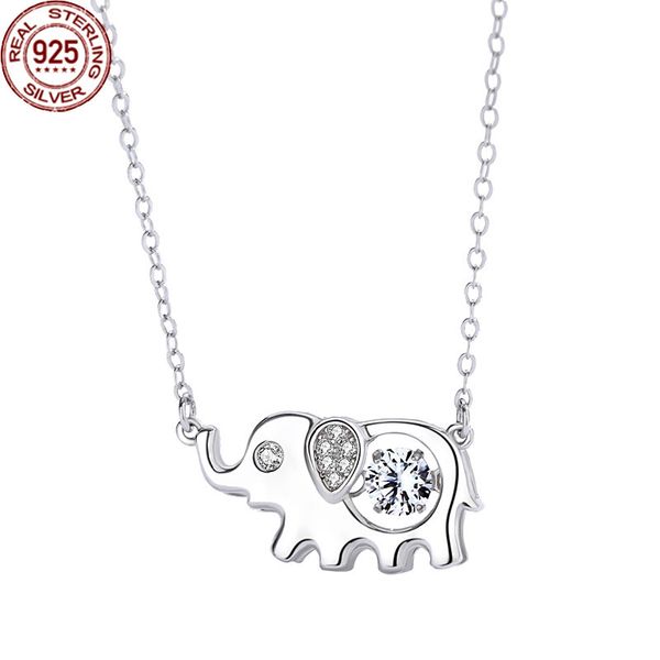 

creative elephant necklace s925 sterling silver clavicle chain animal zircon pe