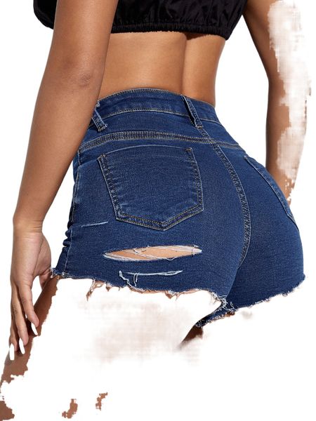 

ripped raw hem skinny denim shorts c0vl#, White;black