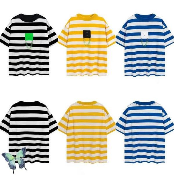 

2022 print striped men women casual hip hop t-shirt, White;black