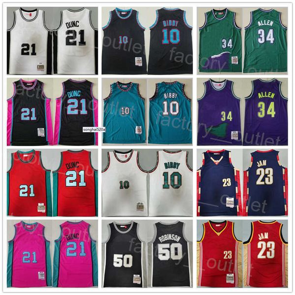 

men retro basketball mitchell & ness vintage ray allen jersey 34 michael mike bibby 10 lebron james 23 tim duncan 21 davi''nba&#03, Black;red