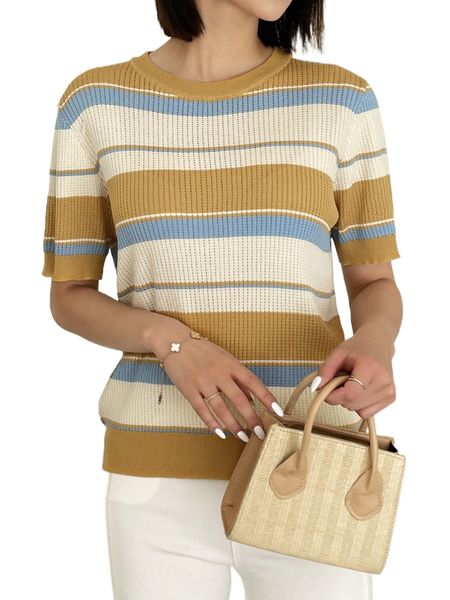 

dazy colorful striped knit j4df#, White;black