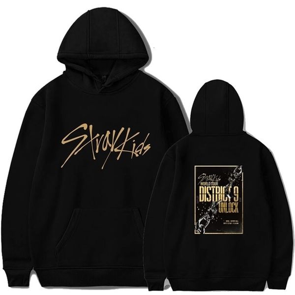 

2019 kpop stray kids hoodies sweatshirt casual oversized hoodie plus size 4xl merchandise world tour district 9 unlock straykids y200706, Black